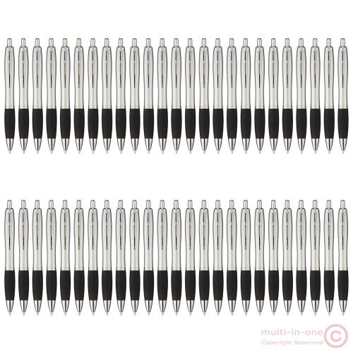Lot 50pcs retractable nash ball pen,silver barrel,black grasp,black ink refill for sale