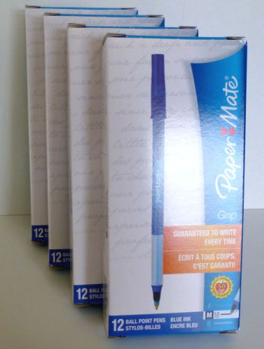 Paper Mate Grip Ballpoint Pens Medium 1.0 mm, Blue Barrel, 12-Pack