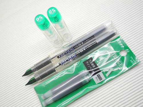 4pen+8 cartridge Platinum Preppy 0.5mm Stainless Fountain Pen w/cap Green(Japan