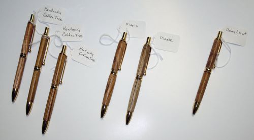 Lot of six (6) hand-made wood pens, hand-turned, hardwood pens, great gifts, NEW