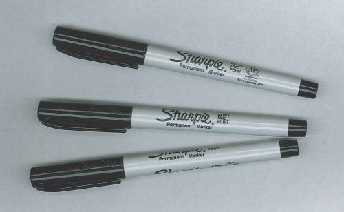 Lot of 3 Black Sharpie Ultra Fine Point Markers - Permanent Ink