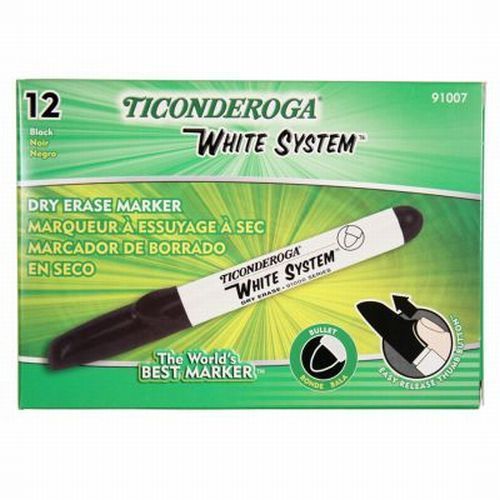 12-pack dixon ticonderoga white system dry erase black markers bullet tip 91007 for sale