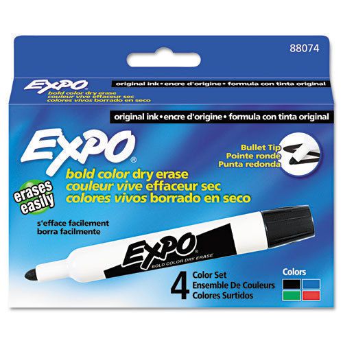 EXPO 88074 BOLD COLOR DRY ERASE 4 COLOR SET ERASES EASILY **New**