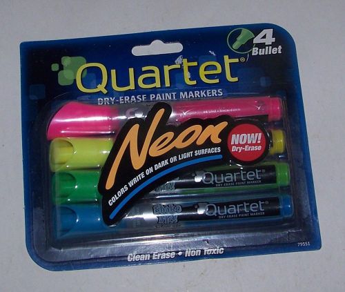 Quartet Glo-write Neon Dry-Erase Markers  Bullet Tip  Assorted Colors  4 Pack