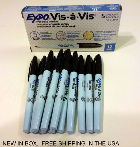 New IN BOX - 12 Expo Vis-a-Vis Wet Erase Overhead Transparency Marker Fine Point