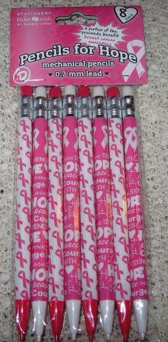 (8) PINK PRINT BREAST CANCER AWARENESS MECHANICAL PENCILS FOR HOPE