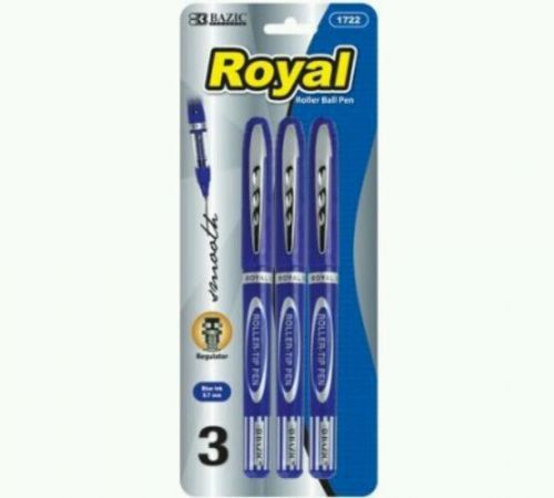 Bazic Royal Blue Rollerball Pen Roller  Writing Blue Pen (3/Pack)