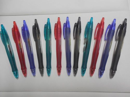 12 Imprinted Pilot Pens G-6 Red, Blue, Green &amp; Black Ink 0.7