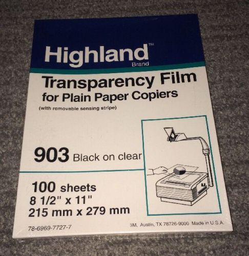HIGHLAND 903 Transparancy Film Copiers SEALED BOX 100 SHEETS CLEAR - C229 NIB