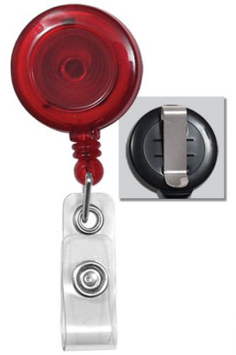 100 id holders badge reels - translucent red belt clip - usa seller for sale