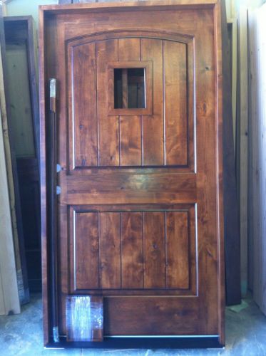 Rustic wood entry doors knotty alder door 42&#034; x 80&#034; rustic iron hardware for sale