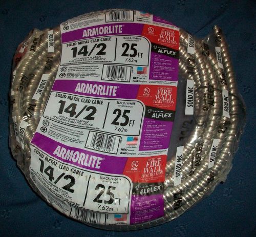 Southwire armorlite solid metal clad cable alflex 14/2 25 ft. new sealed for sale