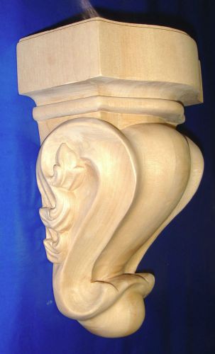 Set of four;               NICE 9&#034;  HAND CARVED SOLID MAPLE wood CORBEL