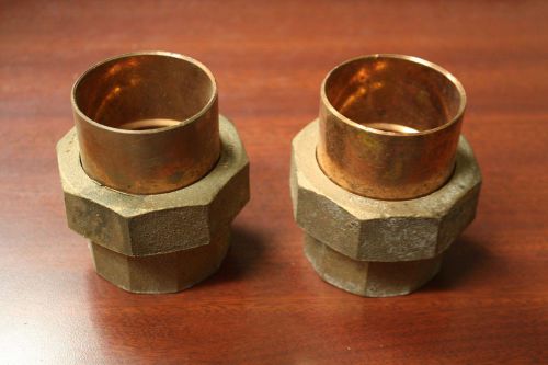 2&#034; COPPER UNION NIBCO SWEAT PLUMBING FITTING COPPER &amp; BRASS (LOT OF 2)