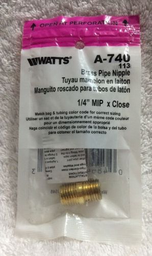 Watts a-740 1-4&#034; mip x close brass pipe nipple--brand new for sale