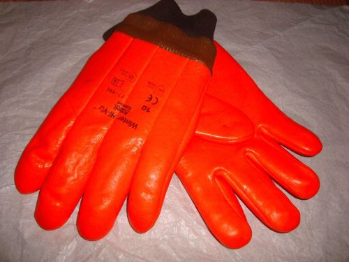 -NEW-ONE PAIR Winter Hi-Viz Ansell Edmont orange gloves size:10