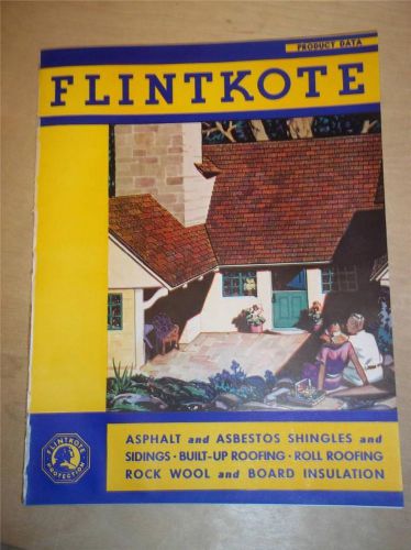 Vtg Flintkote Co Catalog~Built-up Roofs/Shingles~Asbestos~1939~Art Deco Graphics