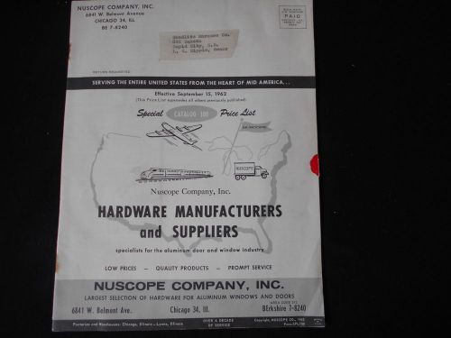 1962 nuscope company catalog hardware manufacturers and suppliers 16 pages