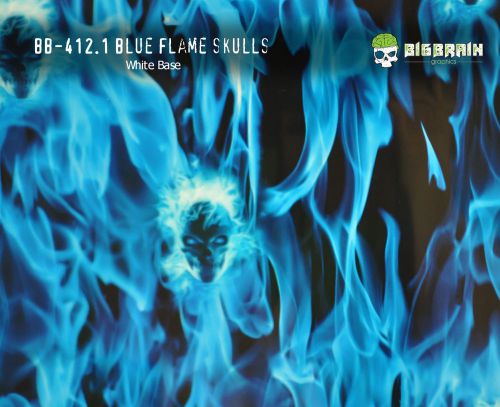 3 m (10 ft) Flaming Skulls Blue Hydrographics Film 100 cm Free Ship Big Brain