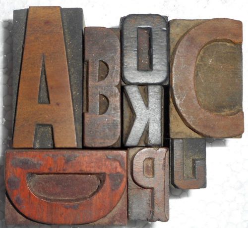 Vintage letterpress letter wood type printers block lot of 7 collection.b825 for sale