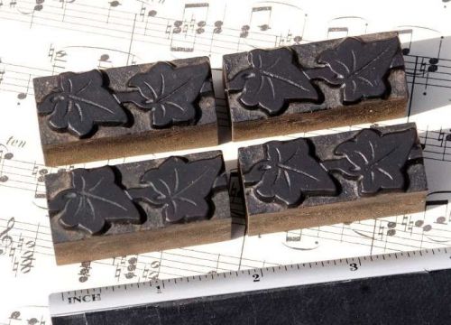 4x ivy wood letterpress ornaments wooden printing block type frame rare fleuron for sale