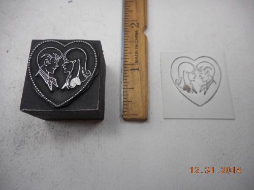 Printing Letterpress Printers Block, Valentine Heart, Young Couple inside Heart