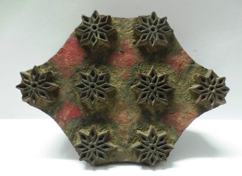 VINTAGE WOOD HAND CARVED TEXTILE PRINTING FABRIC BLOCK STAMP WALLPAPER PRINT XO6
