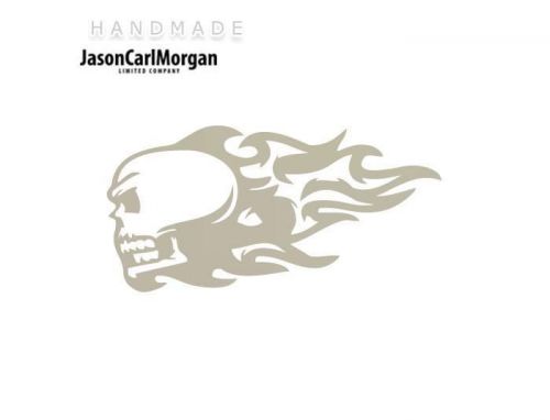 JCM® Iron On Applique Decal, Flaming Skull Silver
