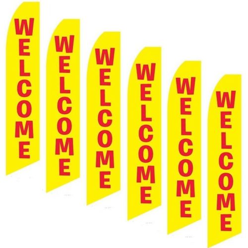 Swooper Flag 6 Pack Welcome Yellow With Red Text