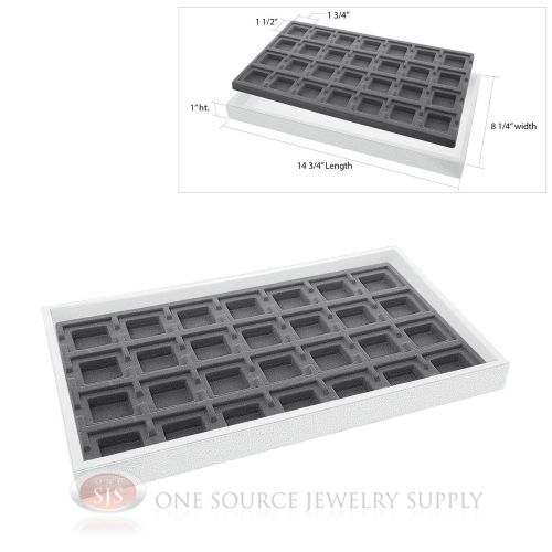 White plastic display tray gray 28 compartment liner insert organizer storage for sale
