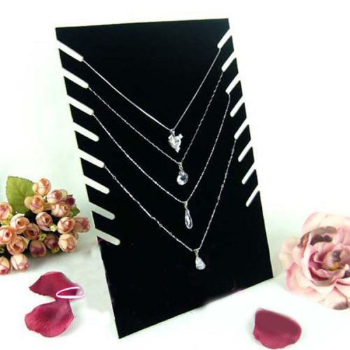 Black Velvet Jewelry Necklace Pendant Chain Display Stand Holder Square Showcase
