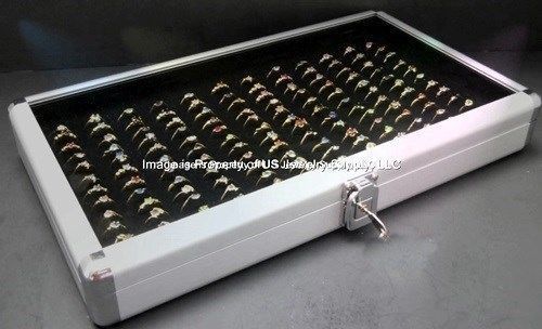 5 wholesale locking aluminum black 144 ring display portable storage boxes cases for sale