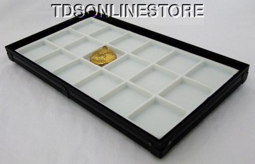 Stackable Black Aluminum 18 Slot Pocket Watch Jewelry Display Tray White
