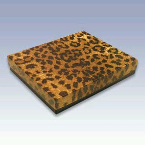 (50)Leopard  Print Cotton Filled Jewelry Gift Boxes 6.25x 5.25 x 1.25H
