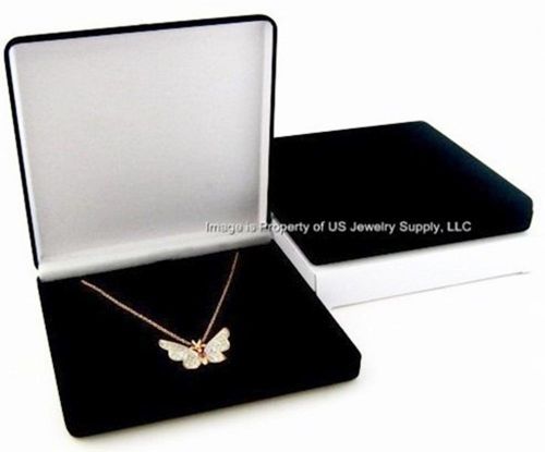 2 Large Black Velvet Necklace Pendant Chain Jewelry Gift Boxes