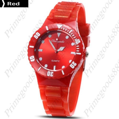 Jelly silicone band strap candy dial quartz wrist unisex free shipping in red for sale