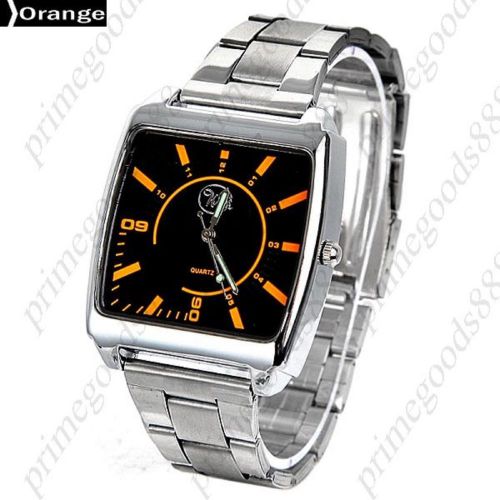 Unisex stainless steel wrist quartz with square in orange free shipping for sale