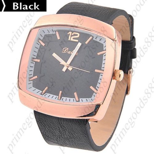 Square Synthetic Leather Lady Ladies Wrist Quartz Wristwatch Women&#039;s Black