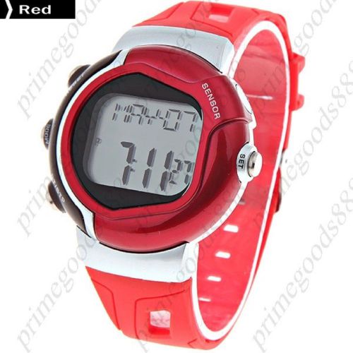 Sports Digital Watch Electronic Wrist Watch Heart Rate Monitor Unisex in Red
