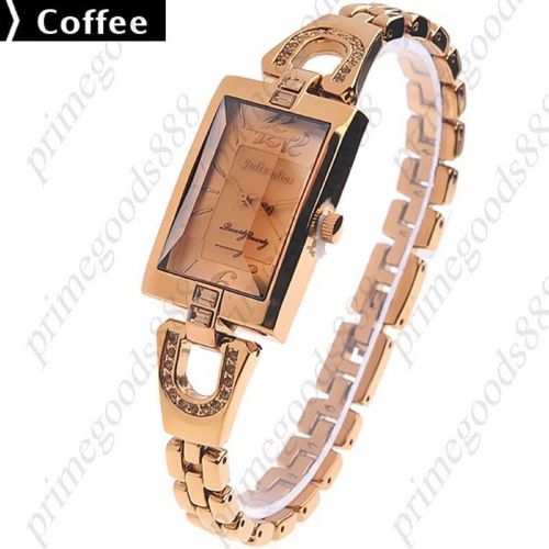 High Quality Bracelet Square Quartz Wrist Wristwatch Women&#039;s Gold Golden Coffee