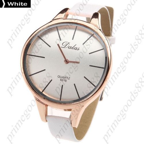 Pu leather strap quartz wrist wristwatch free shipping women&#039;s in white for sale