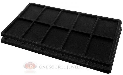 2 Black Insert Tray Liners W/ 10 Compartments Drawer Organizer Jewelry Displays