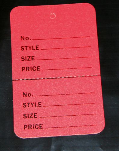 325 red 2.25&#034;x1.75&#034; large perforated unstrung price merchandise store tags for sale