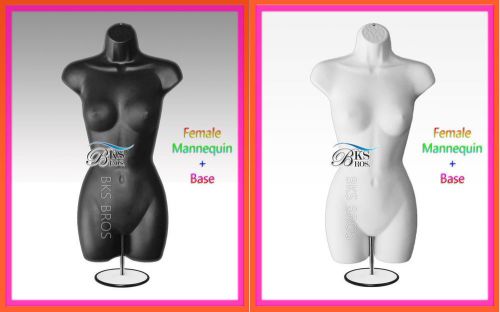2pc Mannequin Flesh Black Female Woman Body Dress Form Display Stand Metal Stand