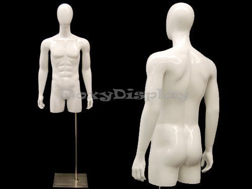 Egg Head Male Mannequin Torso with nice body figure and arms #MD-TMWEGS