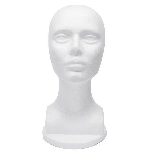 Fashion Styrofoam Mannequin Wig Hat Display White Foam W/ Mounting Hole