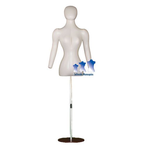 Inflatable Female Torso w/ Head &amp; Arms, Ivory and Aluminum Adjustable Stand