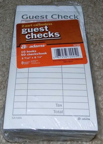 New! 2010 adams 2-part carbonless guest checks 4 books of 50 checks sa108a for sale