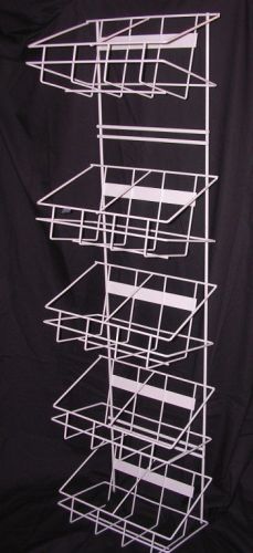 Slat-wall display rack 10-basket hanging wall mounted metal white pocket euc for sale