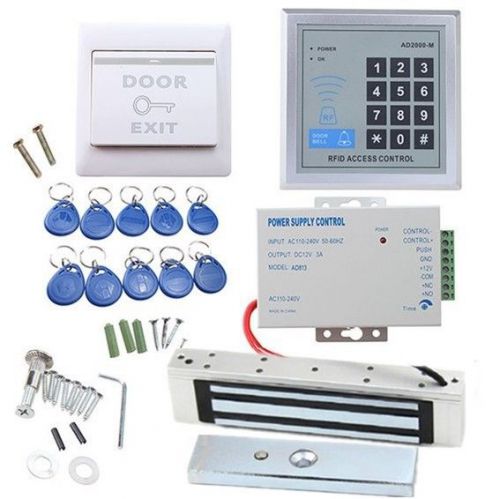 180kg Electronic Lock RFID Access Control System Kit+Power Supply+Exit Button